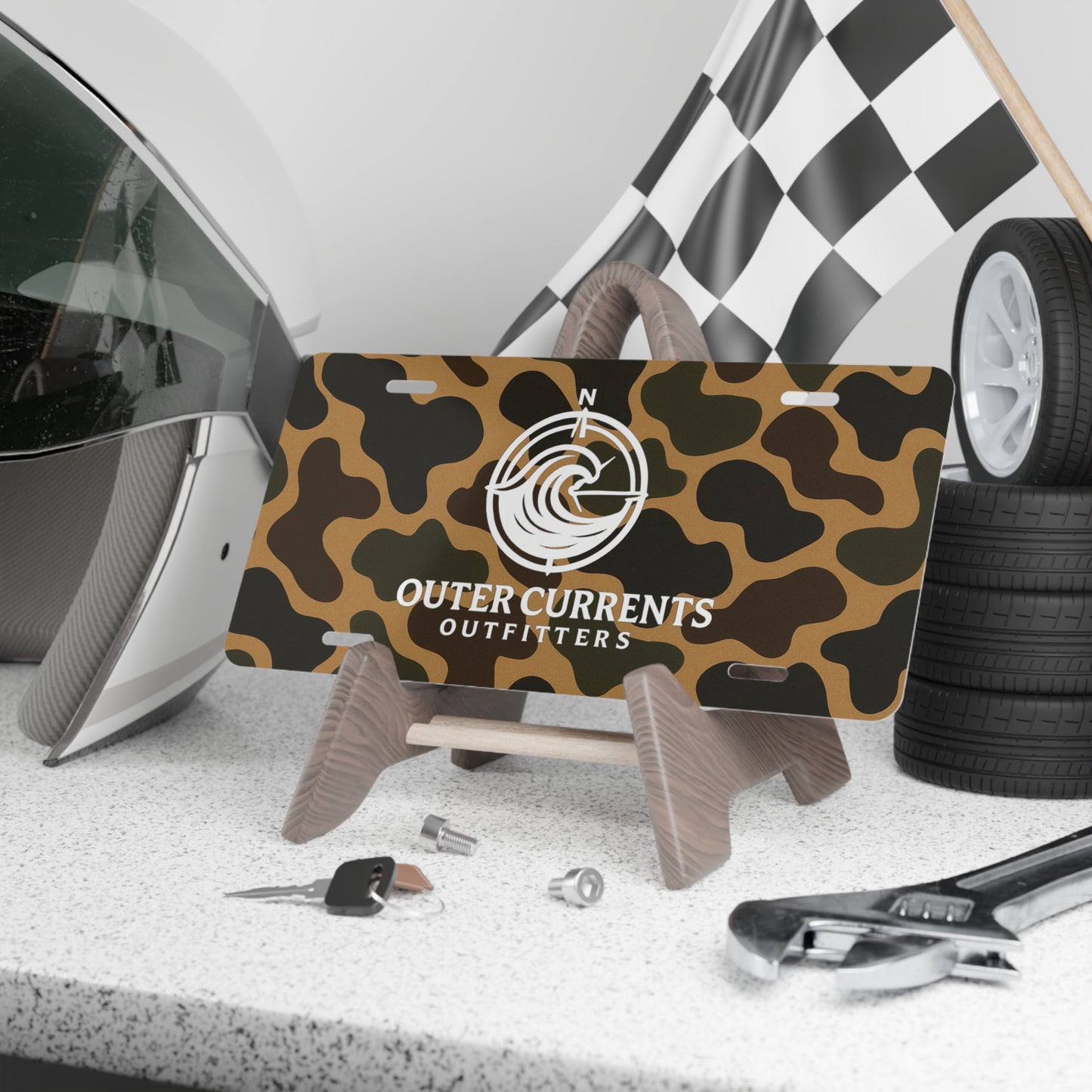 Camo Vanity Plate - Brown/White